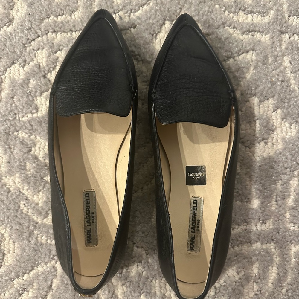 Karl Langerfield Destine black leather slip on loafers (US 6.5 / EU 37)